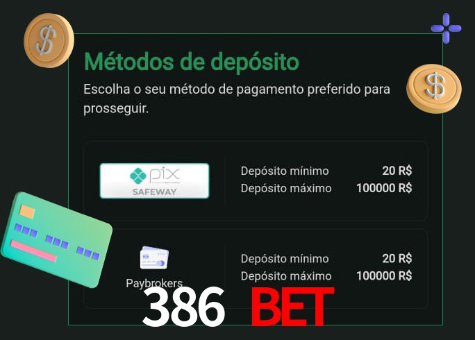 O cassino 386 Bet oferece uma grande variedade de métodos de pagamento